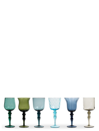 Set 6 Assorted Shapes Calici - Texture Nuance Blue/Green