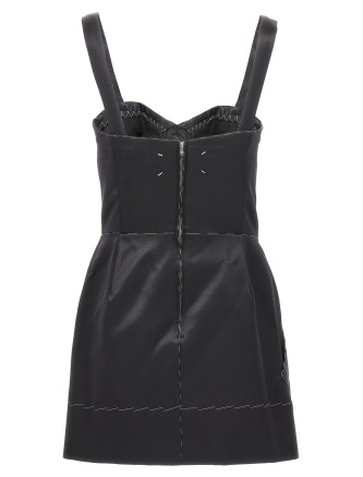 Contrast stitching corset dress #