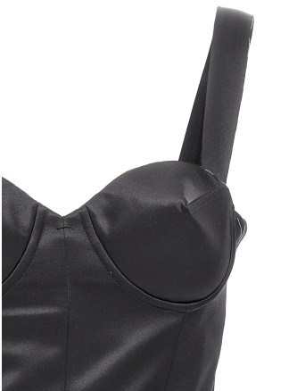 Contrast stitching corset dress #