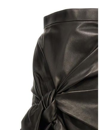Maxi bow leather skirt #