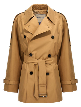 Double-breasted short trench coat