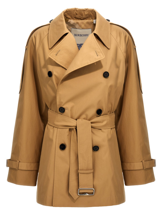 Double-breasted short trench coat #1