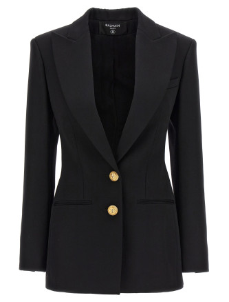 Logo button double-breasted blazer