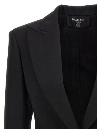 Logo button double-breasted blazer #