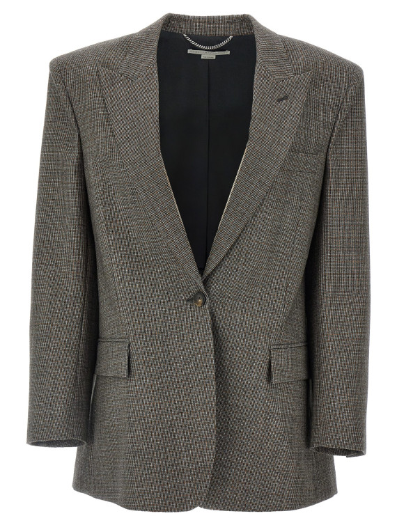 Single-breasted micro houndstooth blazer #1