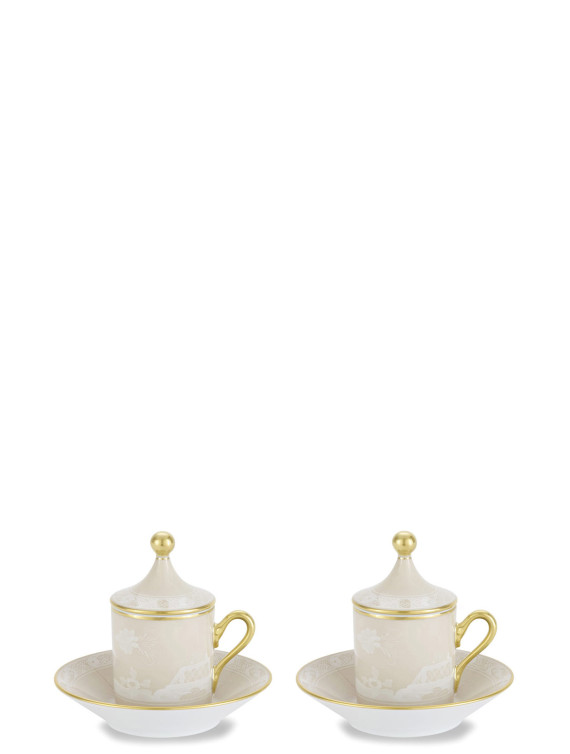 Set of 2 cups with saucer and lid #1