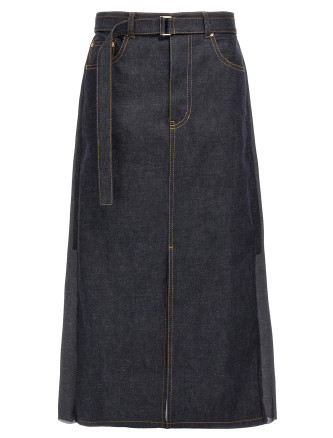 Pleated denim skirt