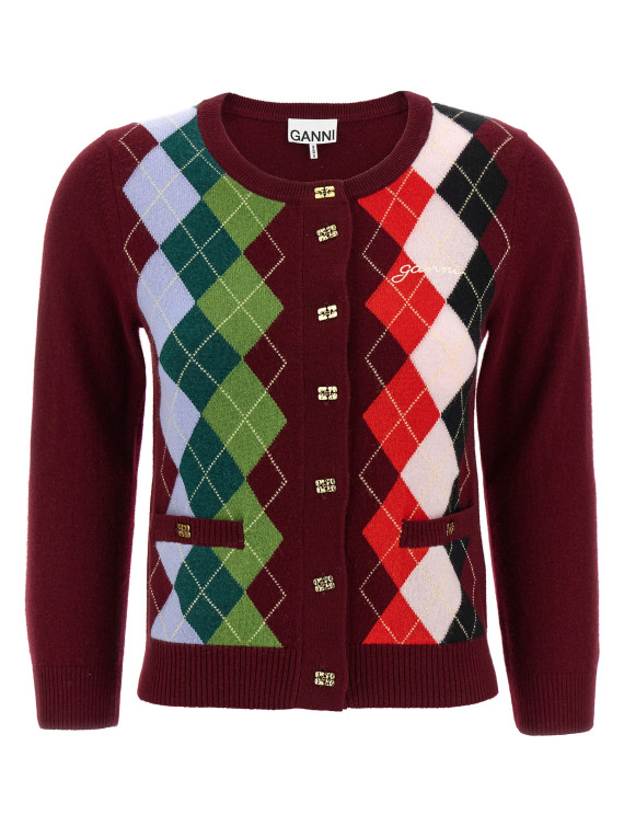 'Burgundy Check' cardigan #1