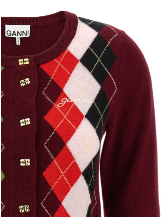 'Burgundy Check' cardigan #
