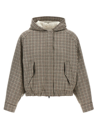 'Shiny Zipper Pull' check jacket