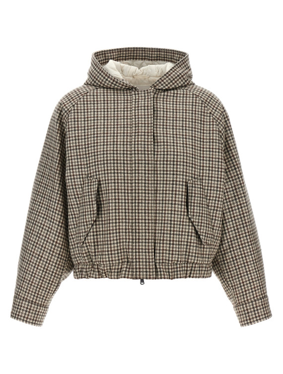 'Shiny Zipper Pull' check jacket #1