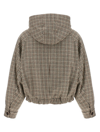 'Shiny Zipper Pull' check jacket #