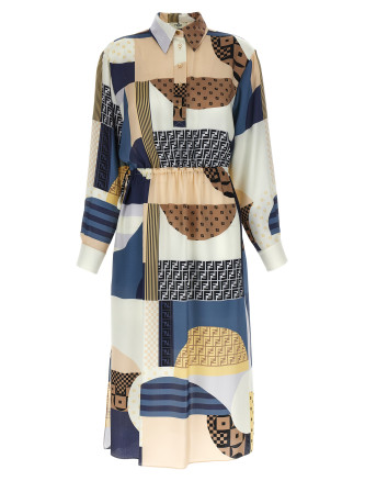 Patchwork silk dress