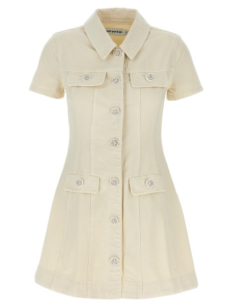 'Cream Collared Denim Mini' dress