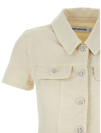 'Cream Collared Denim Mini' dress #