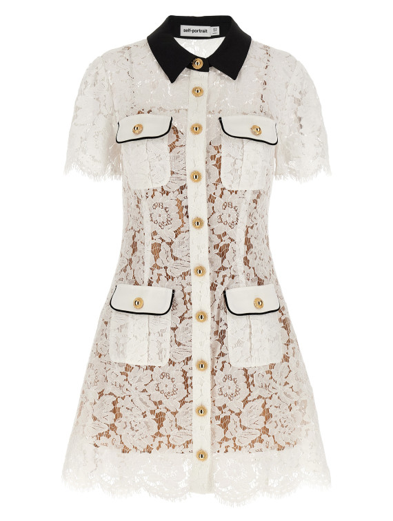 'White Lace Contrast Collar Mini' dress #1