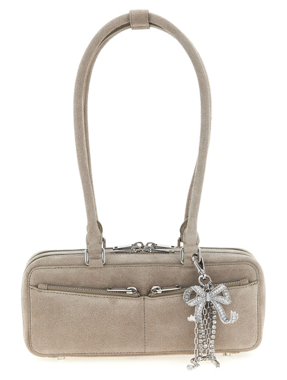 'Tan suede baguette with charm' shoulder bag #1