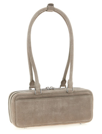 'Tan suede baguette with charm' shoulder bag #