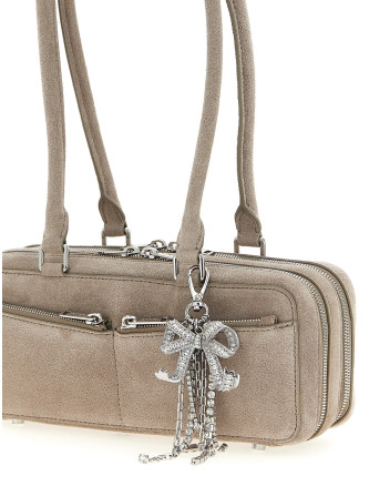'Tan suede baguette with charm' shoulder bag #