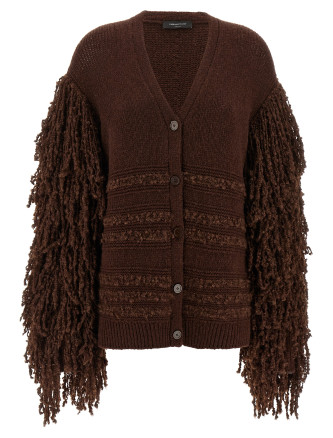 Bouclé fringed cardigan