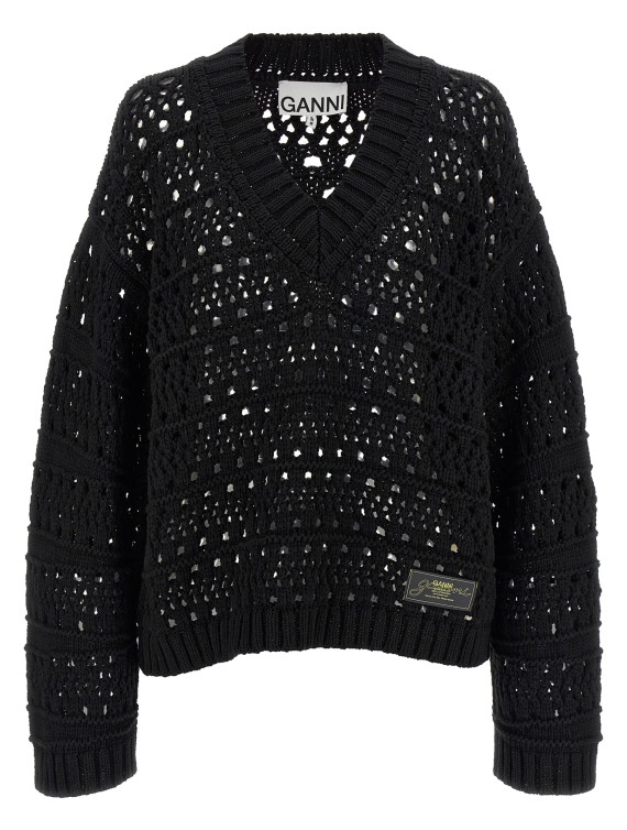 'Black Crochet V-neck' sweater #1
