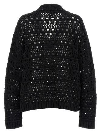 'Black Crochet V-neck' sweater #