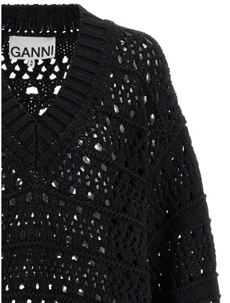 'Black Crochet V-neck' sweater #