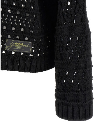 'Black Crochet V-neck' sweater #