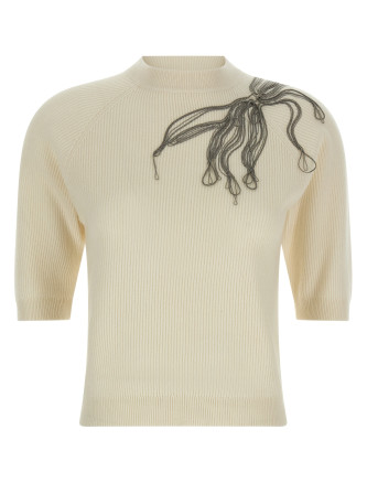 'Shiny Flower Embroidery' sweater