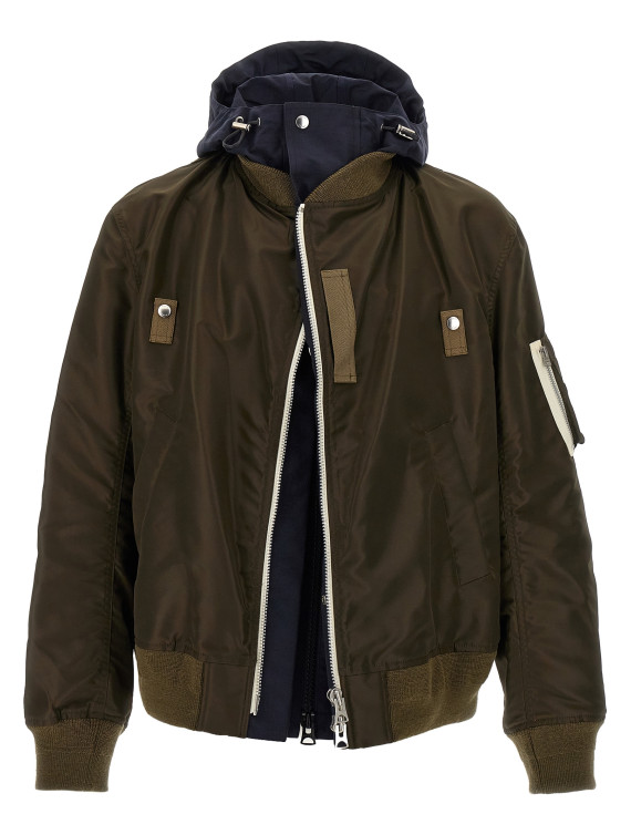 Hooded nylon bomber jacket #1