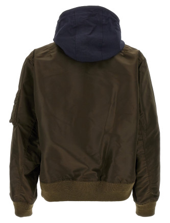 Hooded nylon bomber jacket #