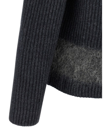 Carded wool insert sweater #
