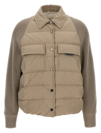 Two-material 'Shiny Flap Detail' down jacket