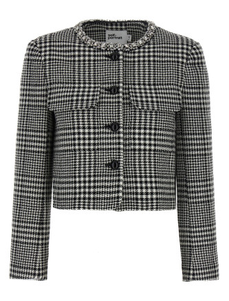 'Houndstooth Crystal Trim' blazer