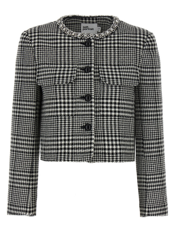 'Houndstooth Crystal Trim' blazer #1