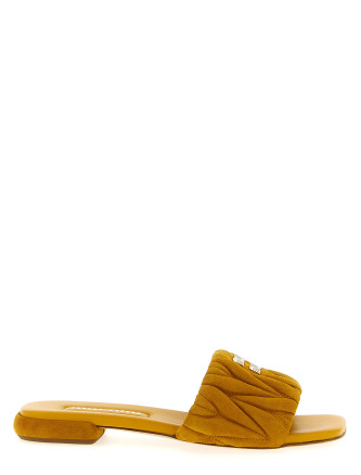 Matelassé suede slides