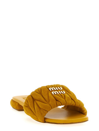 Matelassé suede slides #