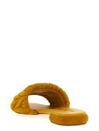 Matelassé suede slides #