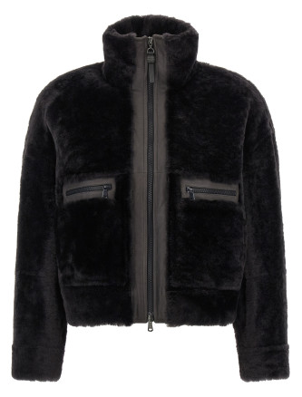 'Shiny Zipper Pull' shearling jacket