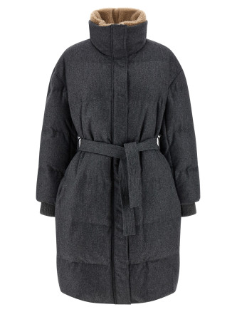 Shearling neck down jacket