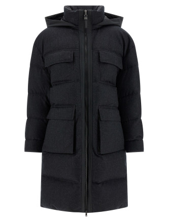 'Shiny Zipper Pull' long down jacket