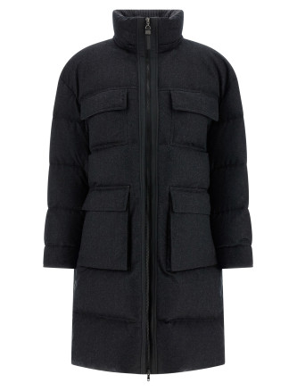 'Shiny Zipper Pull' long down jacket #