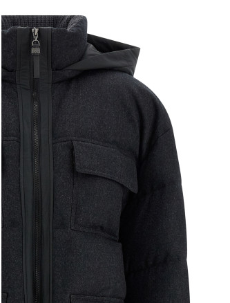 'Shiny Zipper Pull' long down jacket #