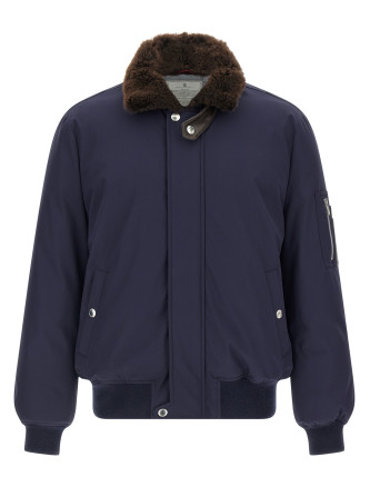 Water repellent nylon bomber jacket