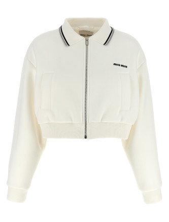 Piquet short bomber jacket