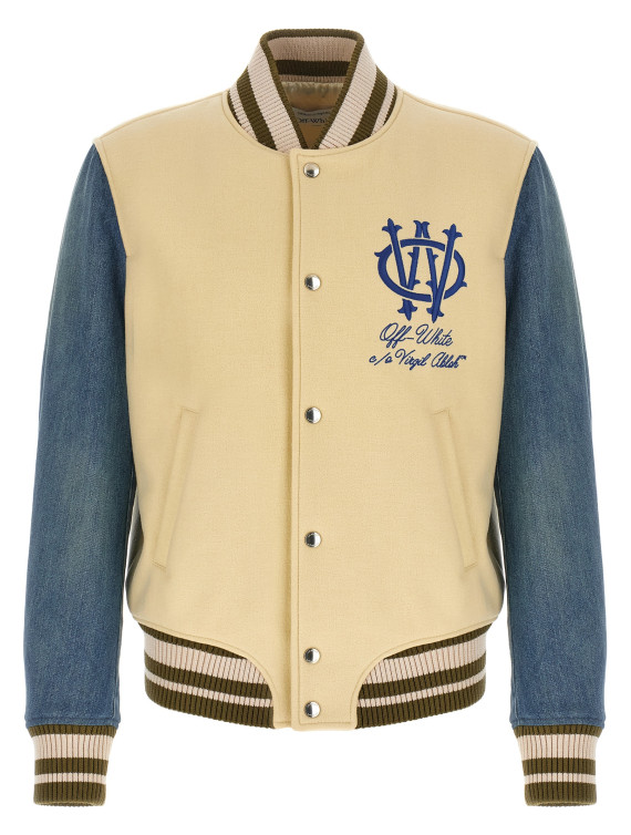 'Gothic Wool Denim Varsity' bomber jacket #1