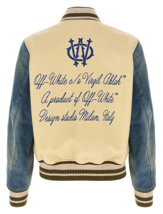 'Gothic Wool Denim Varsity' bomber jacket #