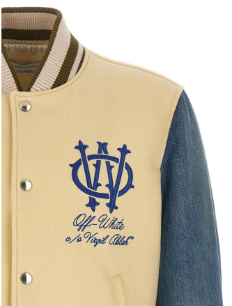 'Gothic Wool Denim Varsity' bomber jacket #