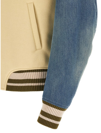 'Gothic Wool Denim Varsity' bomber jacket #