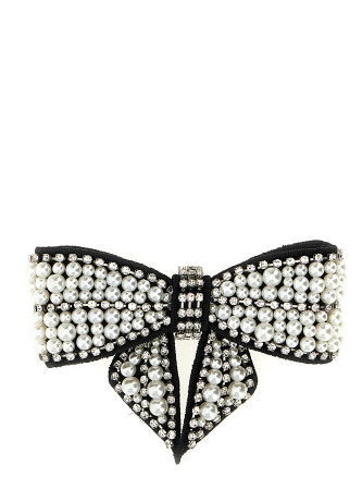'Black Pearl Satin Bow' hair clip